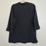 Hot Cotton Linen Blend Black White Striped Button Down Tunic Shirt, Size XL Photo 6