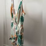 Blue Blush  Leaf Pattern Wrap Dress Photo 1