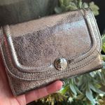 Coach RARE🔥Authentic  1941 SIlver/light gold leather Snap Flap trifold wallet Photo 0