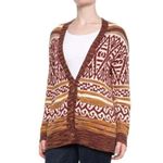 Lucky Brand NEW  Boyfriend Cardigan Sweater Red Jacquard Southwestern Size Large Photo 0