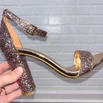 Shoe Land  Rose Gold Glitter Strappy Block Heels Photo 6