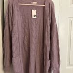 SO  “Cloud Yarn” Pointelle Knit Open Front Cardigan, Dusty Lilac, Large, NWT Photo 3