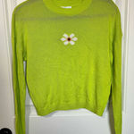 Abound ‎ Womens Knit Sweater Small Green Floral Flower Long Sleeve Cotton Blend Photo 0