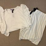 Hale Bob  soft pajamas. Bottoms are offwhite with polka dots w/ a ruffled top. Photo 1