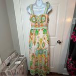 Rose + Olive Colorful Boho Paisley Geometric Maxi Skirt Set Pockets Green S NWOT Photo 7