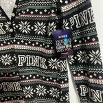 PINK - Victoria's Secret Victorias Secret PINK Shirt Thermal Henley Top Christmas Black Fair Isle Photo 1