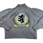 Pringle of Scotland x H&M Gray Lion Crest Mock Neck Puff Sleeve Sweater XL Photo 0