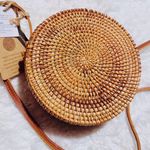 Round Rattan Purse Tan Photo 6