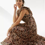 House of Harlow 1960 Mirabelle Ruffled Maxi Dress Brown Size XL Photo 0