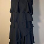 BCBGMAXAZRIA Black Tiered Ruffle Convertible Ginger Mini Dress Size 8 Photo 0