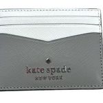 Kate Spade Staci Colorblock Saffiano Leather Card Case Wallet Gray White Photo 0