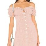 Majorelle  Gingham dress button down off shoulder sweetheart golden gal bow Photo 0