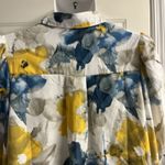 SheIn Vibrant Floral Collared Button Down Blouse Elastic Wrist Puff Shoulder Lrg Photo 7