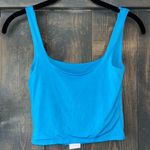 Bright Blue Cropped Tank Top Sleeveless Summer Casual Basic Cotton Stretch D23 Size XS Photo 3