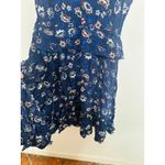 THAKOON Navy Lotus Print Shirred Waist Ruffled Hi Photo 7