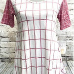 LuLaRoe Perfect T Heathered Red White Window Pane Photo 0