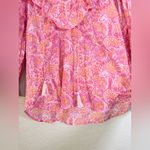 Mille Francesca Orange and Pink Floral Carnation Cotton Ruffle Top Size XS Photo 5