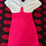 Pink white bow butterfly sleeve chiffon pencil Bodycon dress S Photo 0