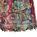 Roja Multicolored Floral Beaded Fringe Wool Skirt XL Purple Photo 3