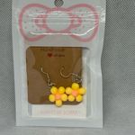 Handmade Yellow and Pink Flower Earrings Photo 4