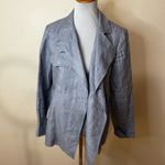 Reiss Arta Light Blue Chambray 100% Linen Draped Belted Jacket Womens 4 Photo 2
