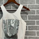Milly White Silver Mirrored Python Leather Panel Racerback Dress Women’s Size 2 Photo 2