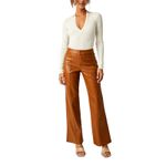 Free People Free‎ People Uptown High Waist Faux Leather Flare Pants in Brown Sz 12 Photo 14