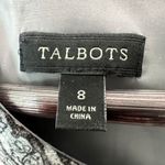 Talbots Women Jacquard Border Wool Fit Flare Dress 8 Gray Minimalist Office Chic Photo 2