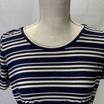 Olive & Oak Navy Blue and Cream Striped High Waisted Jersey Dress Size M… Photo 1
