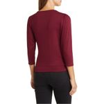 Loveappella Elegant Burgundy Faux Tie Wrap Top Size Small New WOT Photo 2