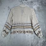 Lucy Paris ‎ Blouse Bohemian Lace Trim Long Sleeve Top Geometric Print Medium Photo 2