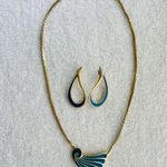 Trifari RARE 1970s vintage  Enamel gold tone chocker and earrings Photo 2