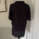 BCBGeneration Black Short Sleeve Button Down Flowy Shirt Photo 2