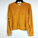 DONNI. Terry Henley Sweatshirt Honey Medium NWT Relaxed Orange Photo 3