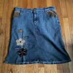 Vintage Y2K Floral Grommet Denim Skirt Size 14 Photo 0