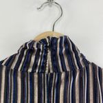 EPIK Black Blue Striped Puff Shoulder Long Sleeve Blouse Women's Size Medium M Photo 7