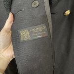 NEW PINKO Italian Wool Knit Overlap Pea Coat Gold accent size US 8 medium Black Photo 3