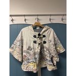 Hooded Cape Toggle Button Poncho Novelty Print Relaxed Fit Cozy reversible M Size M Photo 1