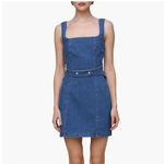 Avec Les Filles Denim Mini Dress Square Neck Sleeveless Harness Denim Body-Con Photo 1