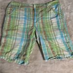 st. john's bay  Plaid Bermuda Shorts in Green Tan Blue Photo 0