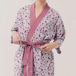 Pact  Organic Women's Mod Leopard Wisteria Staycation Short Robe XS/S Photo 0