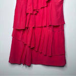 BCBGMAXAZRIA Azalea Red 100% Silk Ruffle Tier Halter Dress Size 10 Photo 6