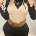 Y2K Gold Bronze Woven Wide Belt Sz S/M Photo 0