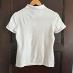 United Colors Of Benetton Y2K Vintage | Pink Piping Trim White Polo Shirt Medium Photo 1