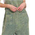 Zenana Outfitters Green Double Gauze Cotton Wide Leg Overalls Jumpsuit Boho Medium, NWT Photo 3