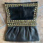 Romygold Black Clutch with Two Row Gold Stud Accents Women’s Purse Bag Photo 1