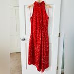 Ciebon Signy Red Sequin Asymmetrical Midi Dress Holiday Sparkle Gown Size L Size L Photo 4