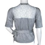 ZARA  Shirt Women Extra Small Gray Basic Collection Wrap Top Lace Back Microfiber Photo 3