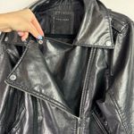 Therapy Womens Moto Faux Leather Biker Jacket Sz 1X Zip Sleeves Black Photo 5