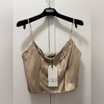ZARA NWT SATIN EFFECT CROP TOP in Cream medium Photo 3